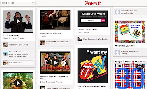 Pinterest screen capture music MTV