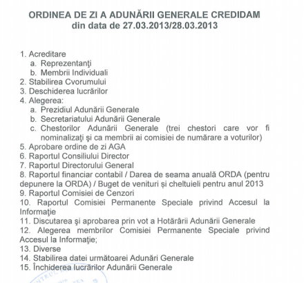 CREDIDAM ORDINE DE ZI